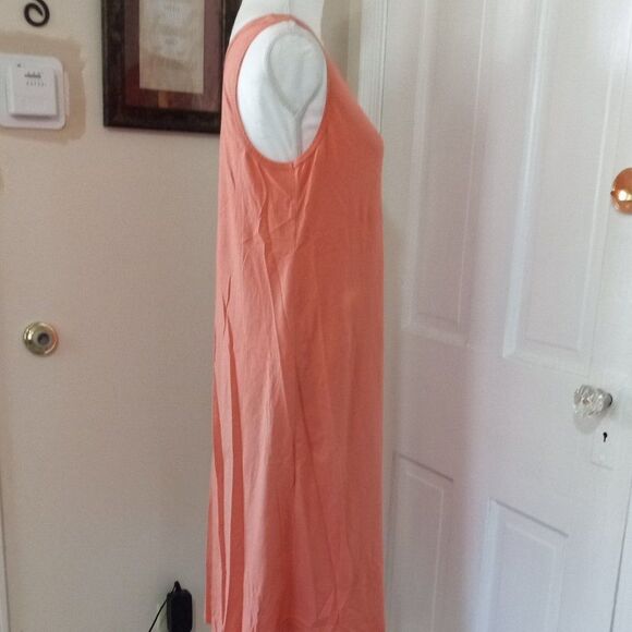 Women's Shark Tail Hem Tank Dress (Size 12) Peachy Orange Color - Picture 3 of 6